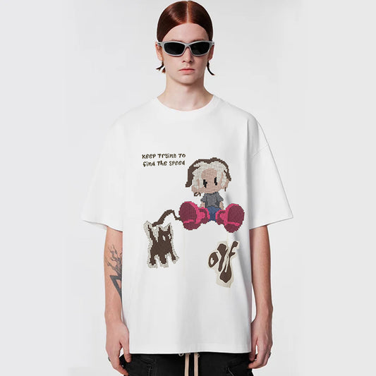 "Casual high street retro cartoon graffiti funny pattern villain" T-shirt