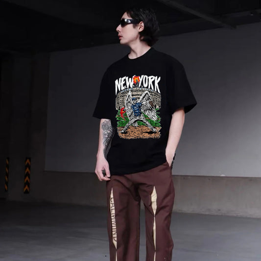 "Skull trend baseball explosion print" T-shirt