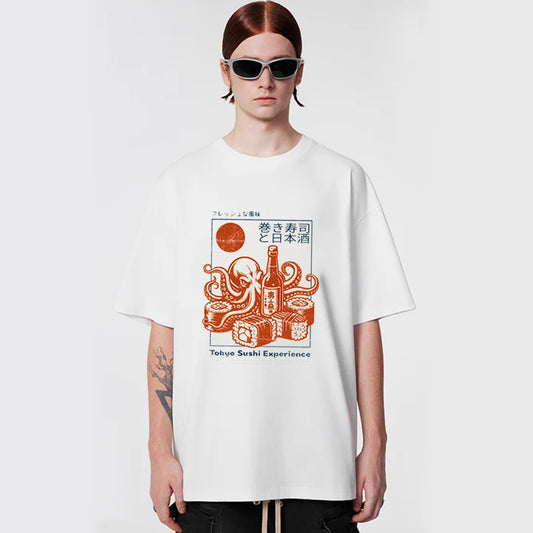 "Japanese anime illustration wine house sushi" T-shirt