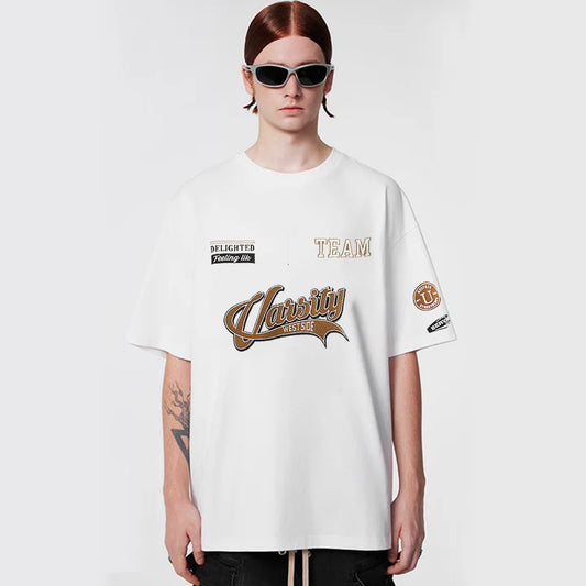 "Casual high street retro cartoon English design loose" T-shirt