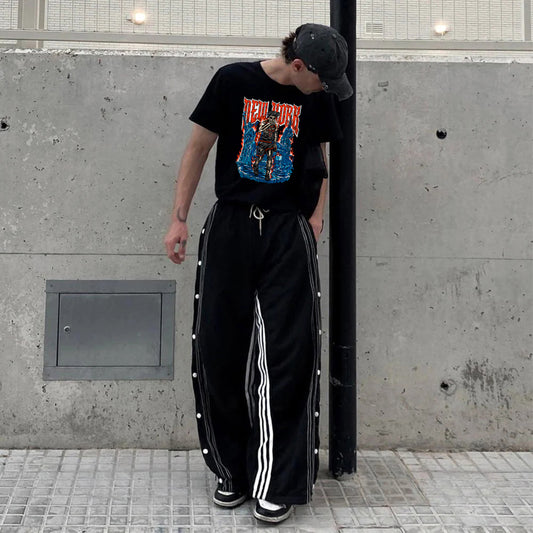 "Dark trend black player skull print" T-shirt