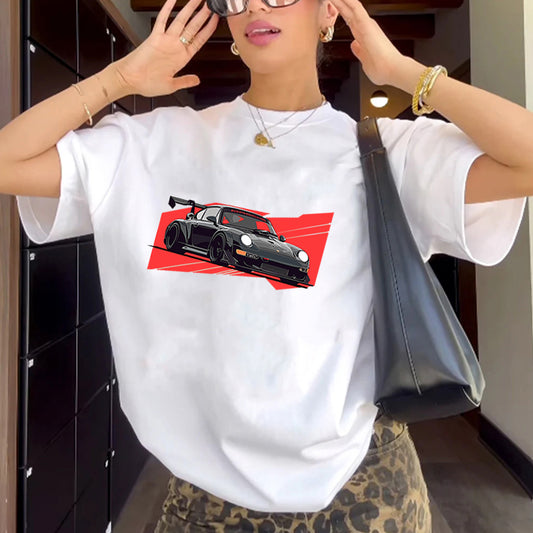 "Casual retro high street loose cool black car" T-shirt