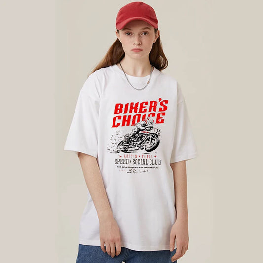 "Casual retro high street motorcycle racer poster" T-shirt