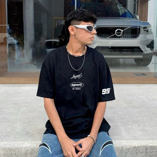 "Casual retro high street loose trendy simple" T-shirt