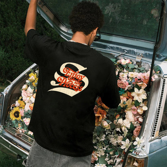 "Casual retro high street loose cartoon pattern design English" T-shirt