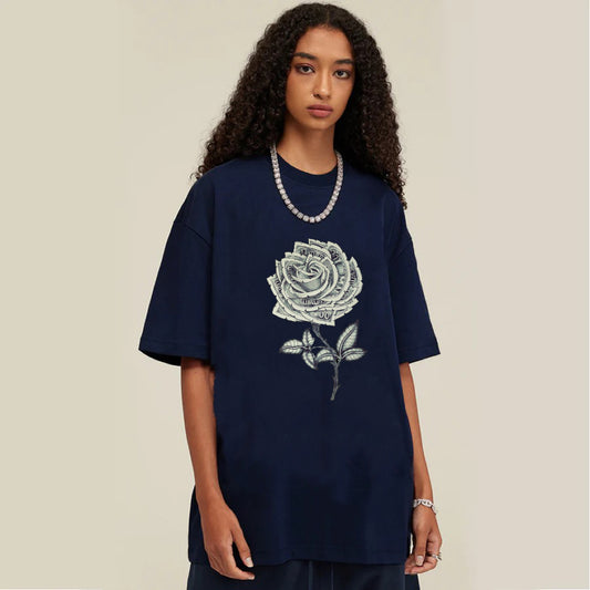 "High Street Casual Vintage Banknote Flowers" T-shirt