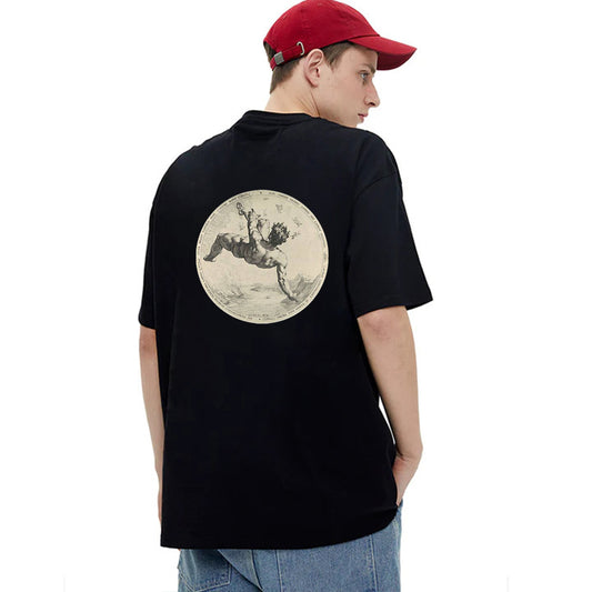 "Casual retro high street loose angel drop" T-shirt