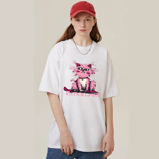 "Casual high street retro cartoon funny graffiti kitten" T-shirt