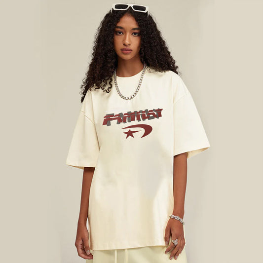 "Casual high street retro letter design loose" T-shirt
