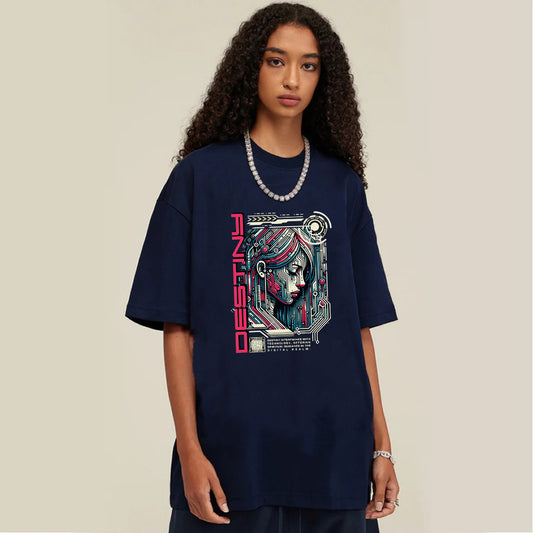 "High street casual retro cartoon mechanic girl" T-shirt