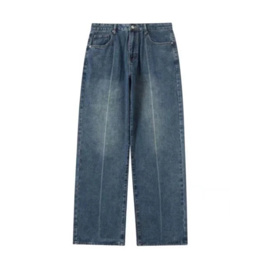 "Solid Color Distressed Baggy" Jeans