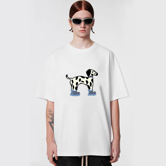 "Casual hip-hop retro high street cartoon spotted dog" T-shirt