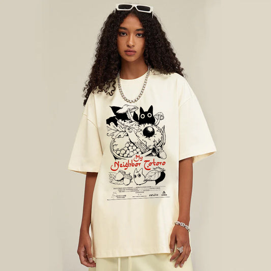 "Cartoon hand-painted cute animal casual" T-shirt