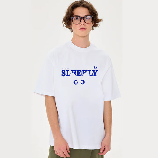 "Casual retro high street loose cartoon small eyes English" T-shirt