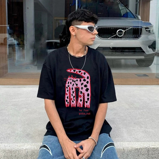 "High street niche cartoon design cat graphic" T-shirt