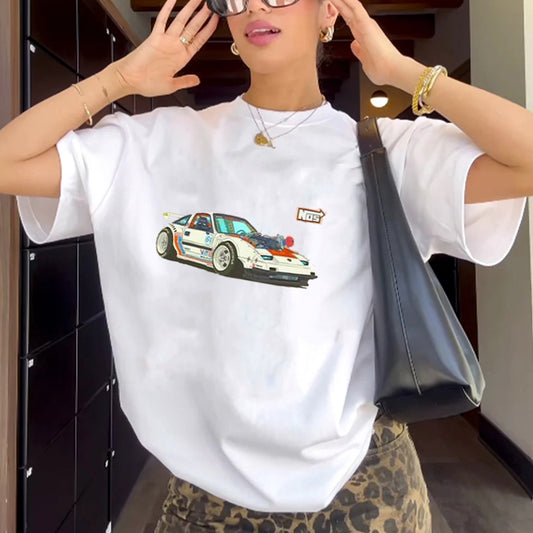 "Casual retro high street loose car simple" T-shirt