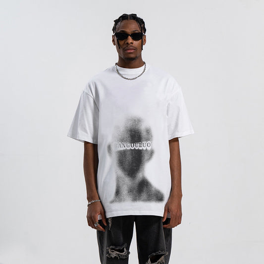 "Casual high street retro cartoon blurred human face lettering" T-shirt