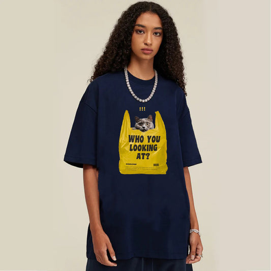 "High street niche designer plastic bag amazing blue cat" T-shirt