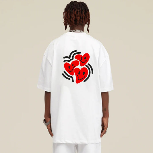 "Casual hip-hop retro high street cartoon love face" T-shirt