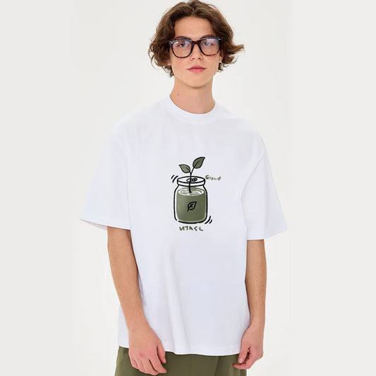 "Casual high street retro cartoon sapling water jug" T-shirt