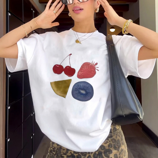 “Realistic fruit hip-hop trendy prints” T-shirt