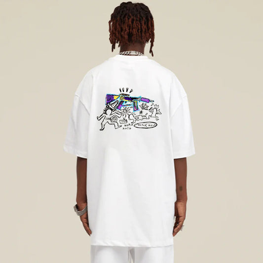 "Casual retro high street loose cartoon character graffiti" T-shirt