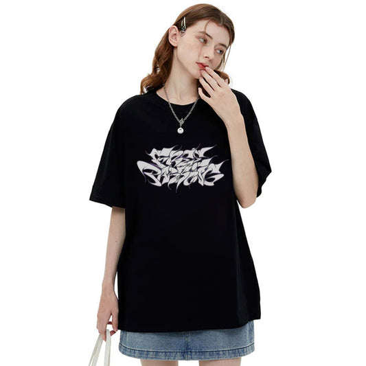 "Casual retro high street loose unique pattern design" T-shirt