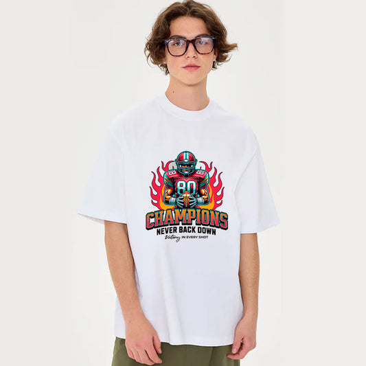 "High street casual retro cartoon passion rugby" T-shirt