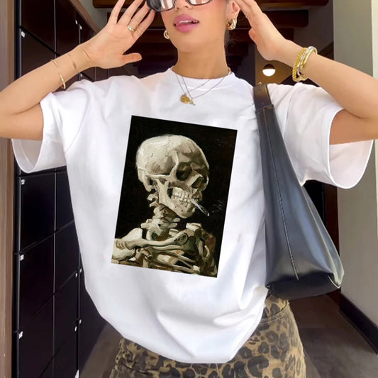 "Vintage Van Gogh smoking skull" T-shirt