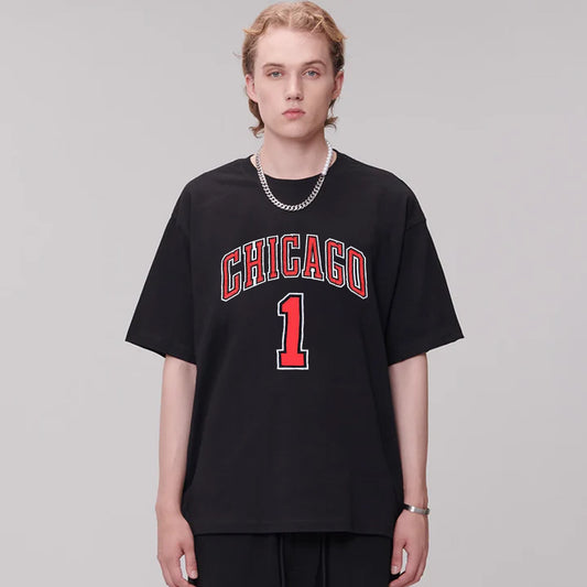 "Casual hip-hop retro high street cartoon basketball style No. 11" T-shirt