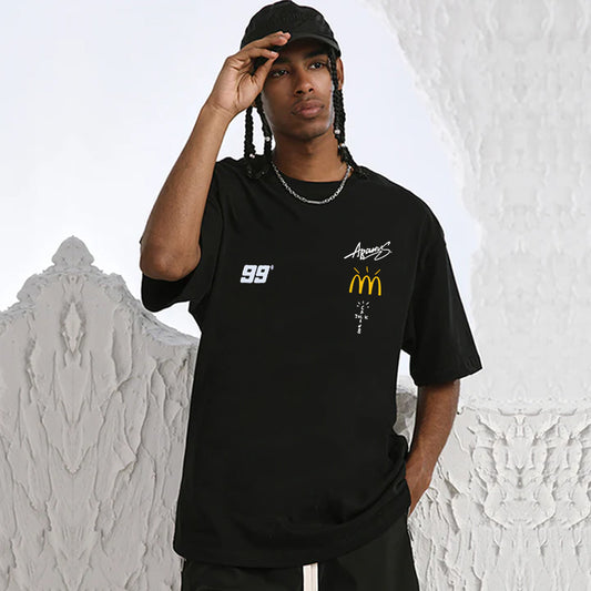 "Casual hip-hop retro high street cartoon small icon loose" T-shirt