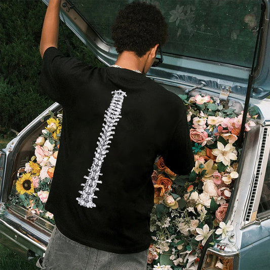 "Casual hip hop retro high street lumbar vertebra cartoon" T-shirt