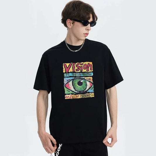 "Casual retro high street loose cartoon eyes poster" T-shirt