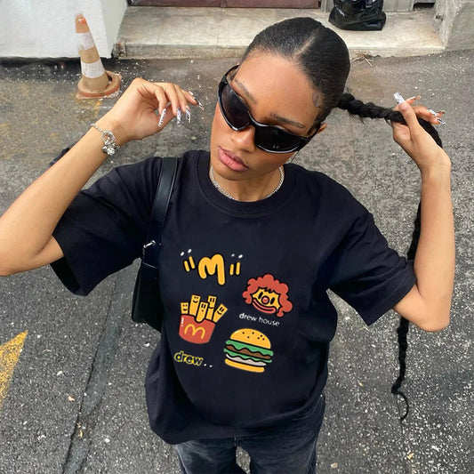 "Trendy cartoon McDonald's hamburger print" T-shirt