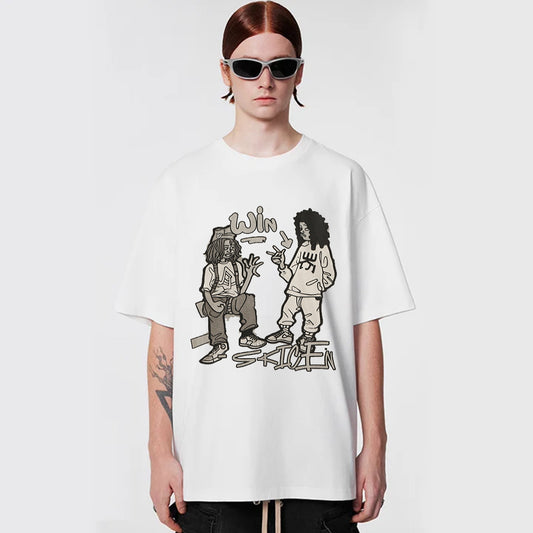 "Casual high street retro hip hop cartoon characters" T-shirt