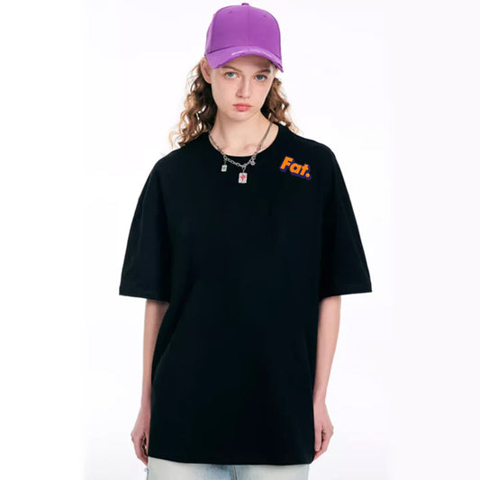 "Casual hip-hop retro high street English fat" T-shirt