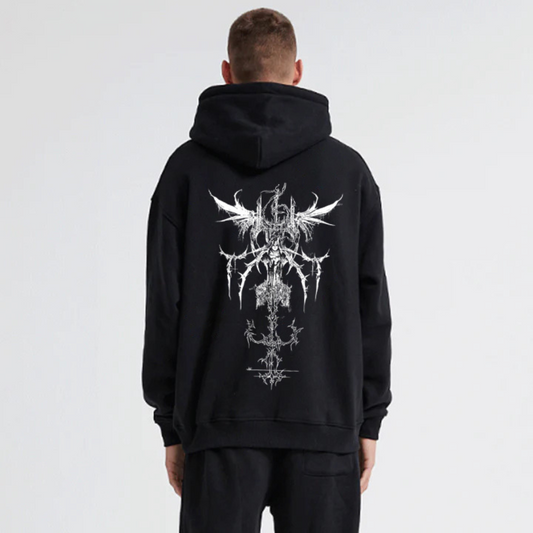 "American style niche cool character angel skull print" Hoodie