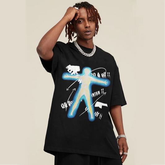 “Body Doodle With Blue Border” T-shirt