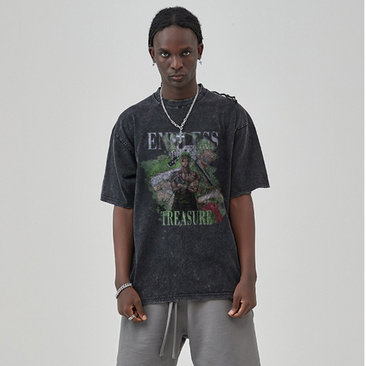 “Cartoon anime Zoro letter print” T-shirt