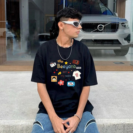 "Style trendy graffiti cartoon fun prints" T-shirt