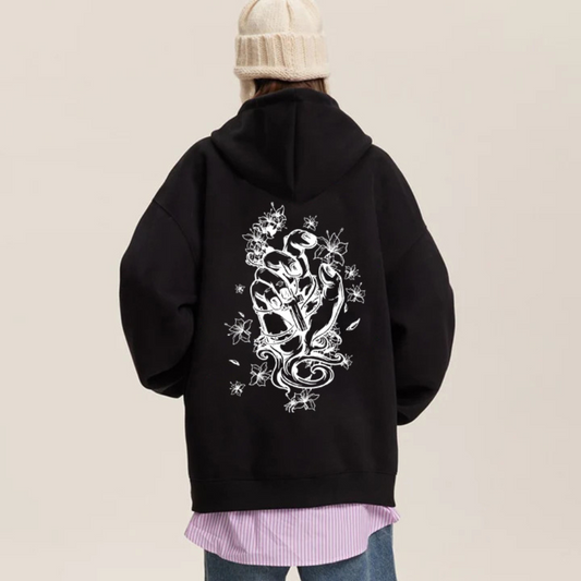 "American style dark trend flower hand print" Hoodie