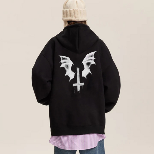 "American style dark style wings cross print" Hoodie