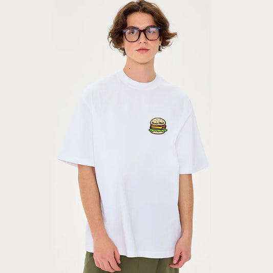 "Casual hip-hop retro high street cartoon hamburger" T-shirt