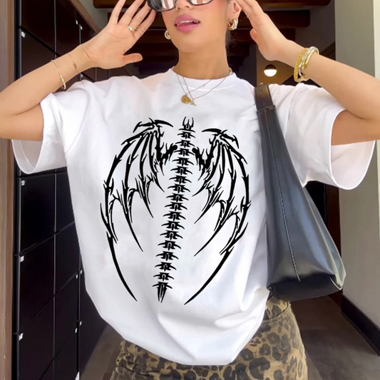 “Dark style trendy dragon bone skull” T-shirt