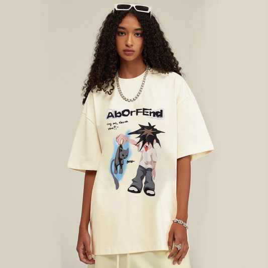 “Cartoon Man And Cat” T-shirt