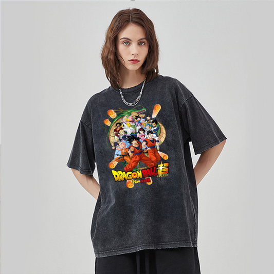 “Retro anime fashion brand Goku family portrait dragon print” T-shirt