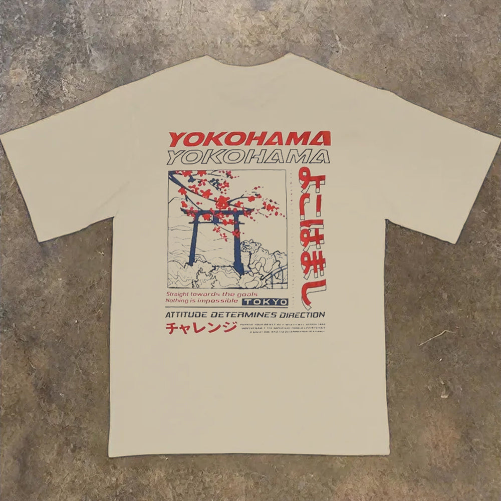 "anime cartoon japanese poster landscape illustration" T-shirt