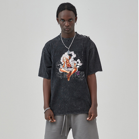 “Luffy old anime cartoon print” T-shirt