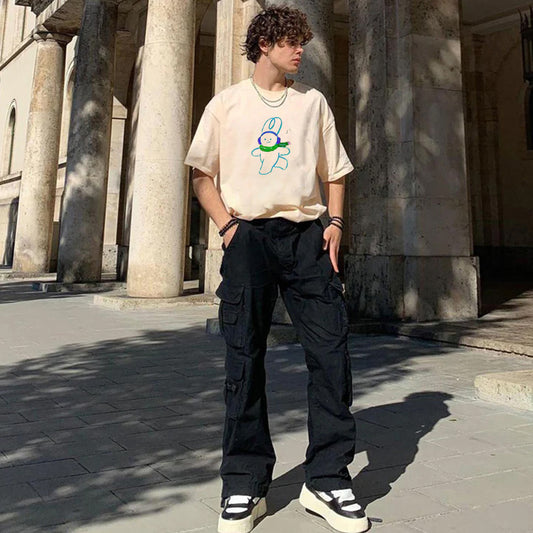 "Style trend simple crayon painting rabbit print" T-shirt