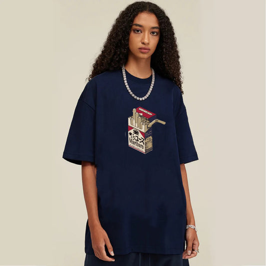 "Retro distressed cartoon cigarette case" T-shirt